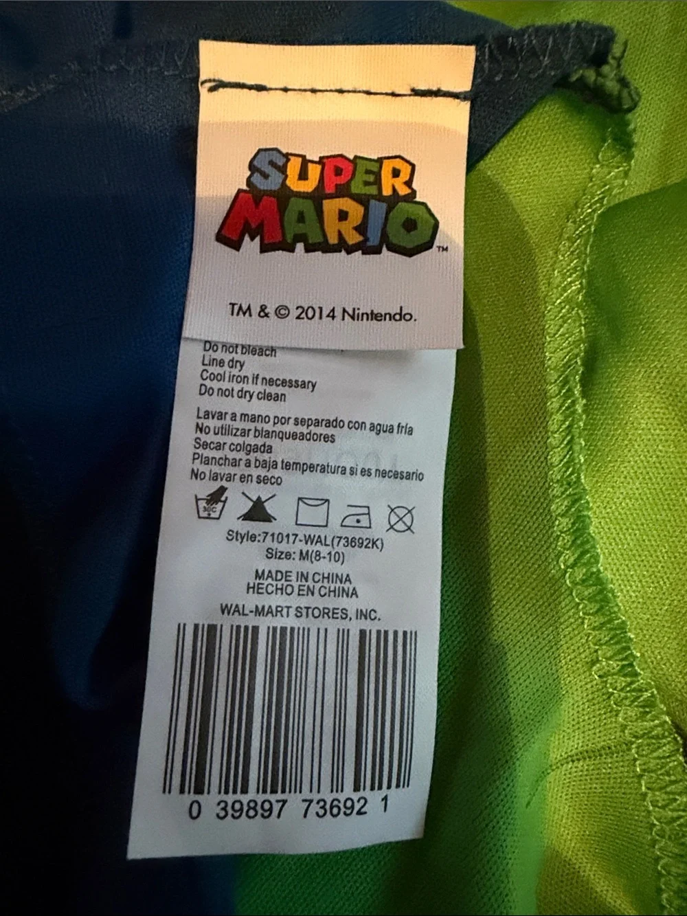 Kids Blue and Green Overalls Costume with Yellow Buttons super Mario. No mask.